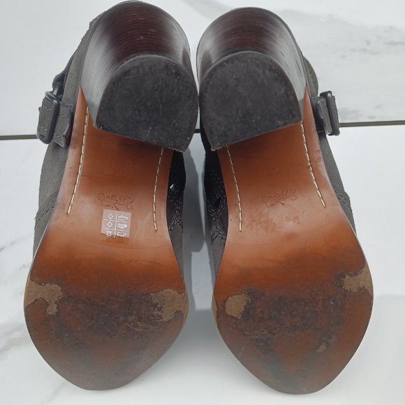 Coach Suede 3.5" Block Heel Harness Bootie In Grey Women's Size 7.5 - Picture 10 of 10
